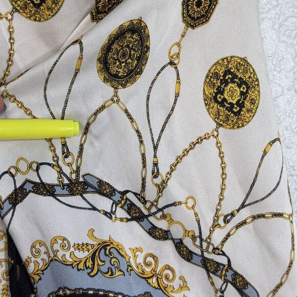 Zara Shirt Womens Small Baroque Chain Print Top Long Sleeve Button Up Vogue Chic - Picture 11 of 14